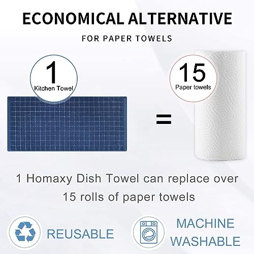 100% Cotton Terry Kitchen Towels (Navy Blue / 13 X 28 - 6 Pack)