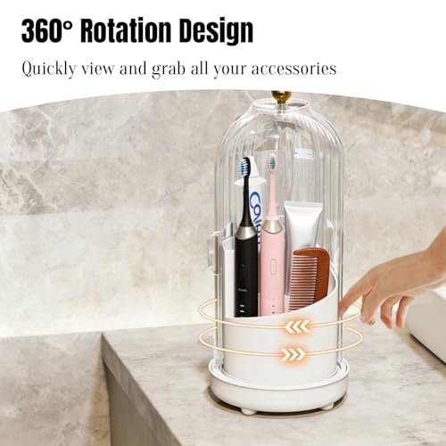 Dustproof Toothbrush Holder Organizer with Drainage (White)