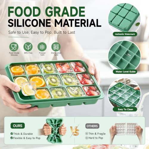 Ice Cube Trays Set of 2 (Green+Gray)