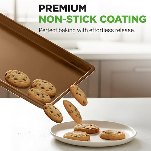 2 Piece Nonstick XL Cookie Sheets for Baking (2-Pack / Gold)