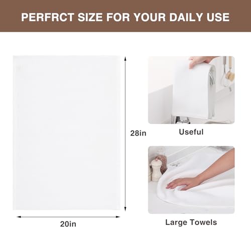100% Cotton Oversized Waffle Weave Kitchen Towels 4 (White / 20 X 28 - 4 Pack)