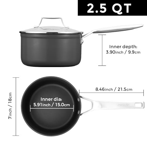 2.5 QT Nonstick Saucepan with Lid (2.5 Quarts)