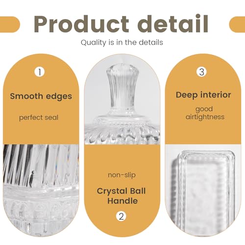 Modern Fancy Clear Glass Vintage Butter Dish with Lid for Countertop (Clear-3 / Amber/Clear)