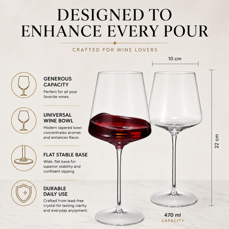 Long Stem Modern Wine Glasses (Set of 2)