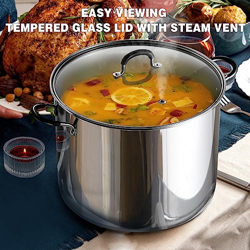 Professional 24 Quart Stainless Steel Stock Pot with Lid (24 Quarts)