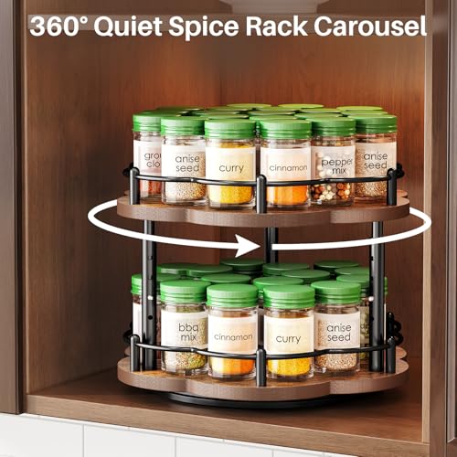 2 Tier Lazy Susan Spice Rack Organizer for Cabinet (Vintage)