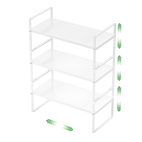 Expandable Cabinet Shelf (Smooth White / Small - 8.1"D - 3 Pack)