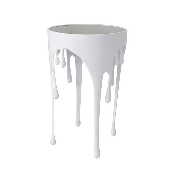 Aluminum Metal Abstract Side Table 16" x 16" x 25" (White)