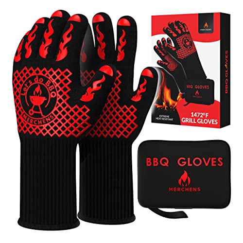 BBQ Grill & Oven Gloves 1472°F Heat Resistant (Red)
