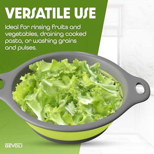 Large Collapsible Colander with Self Draining Base (1 Pack / Green)