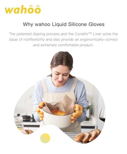 wahoo 12 Inch Liquid Silicone Oven Mitts (Yellow / XL/10)