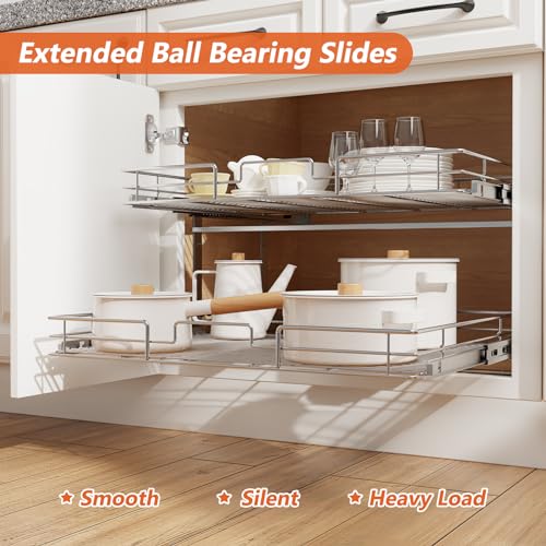 Individual Pull Out Cabinet Organizer (2 Tier / 27"W x 21½"D)