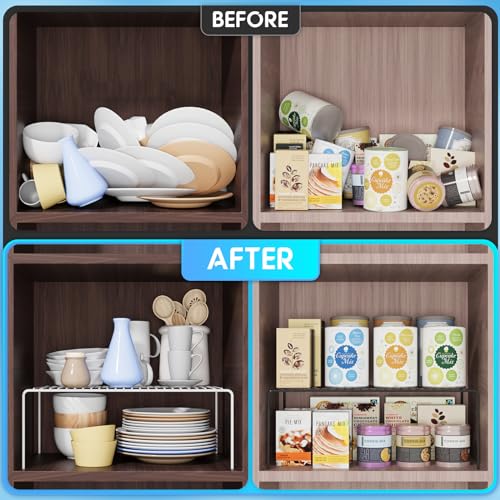 6Pack Cabinet Storage Shelf Rack (6Pack-Black-15.7 x 9.4 inch)