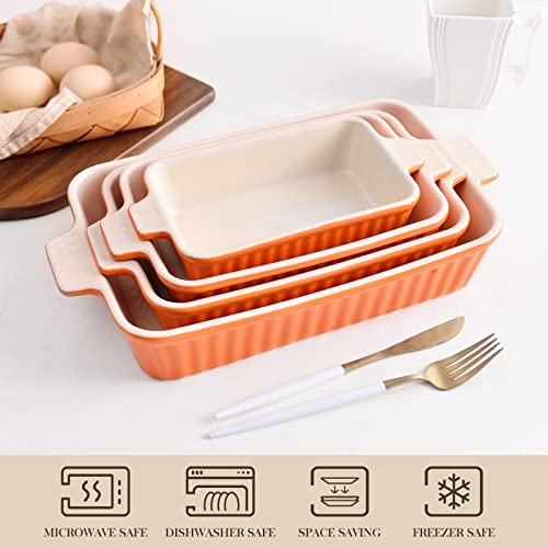 Casserole Dishes for Oven (Orange / Set of 4-rectangular)