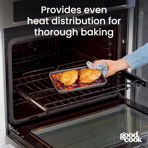 Set of 2 Nonstick Steel 9" x 6" Toaster Oven Mini Baking Sheets with Racks (9" x 6" (2- Piece Set) w/ Rack)