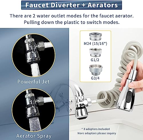 Kitchen Sink Sprayer Hose Attachment for Faucet (F- Grey- ON/OFF Pause Sprayer)