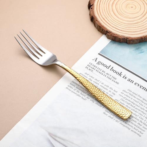 Hammered Silverware Set For 4 (20pcs Gold)