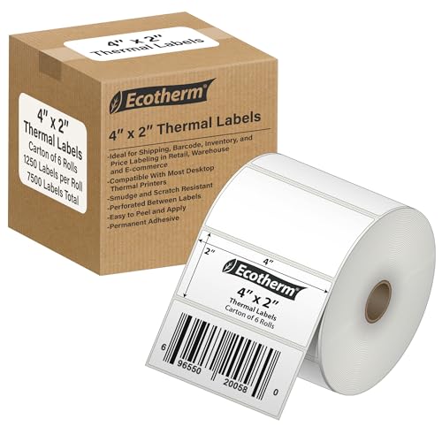 4" x 2" Thermal Labels (4 x 2 White - 7500 Labels)