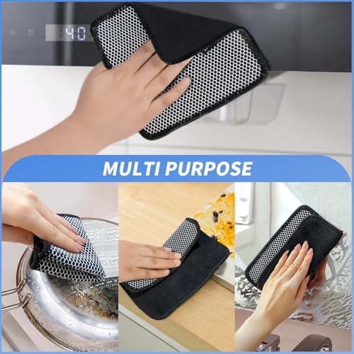 Dish Cloths with Scrub Side (Black / 7inchx7inch)