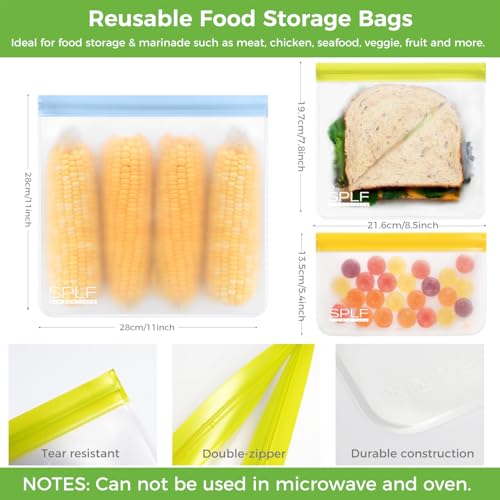 12 Pack Dishwasher Safe Reusable Snack Bags (12 Pack-12 Snack / Colorful)