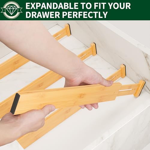 Bamboo Drawer Dividers 2.6" High (6 Pack 17-20"L)