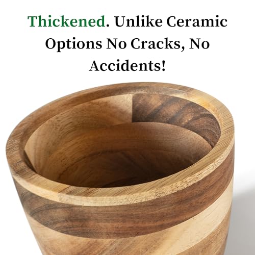 The Garlic Shack Acacia Garlic Keeper For Counter With Lid. Large 5.6 Inch (Large)