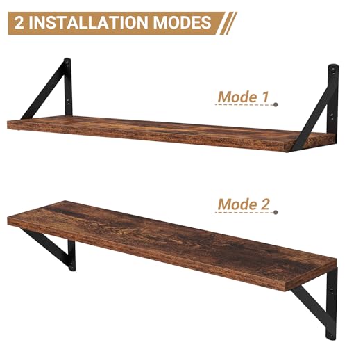 Floating Shelves for Wall (Rustic Brown / 23.62"W x 5.9"D x 5.4"H,Set of 3)
