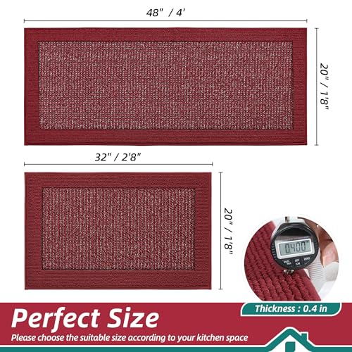 Kitchen Rugs Set of 2 (Red / 20"x32"+20"x48" (Rectangular))
