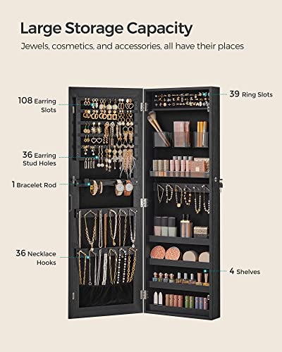 Mirror Jewelry Cabinet Armoire (Black / 42.5-Inch Basic)
