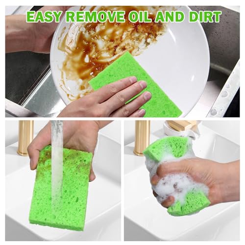 24 Pack Kitchen Sponges Natural Cellulose Compressed Sponges for Cleaning Reusable Dish Sponge Kitchen Non