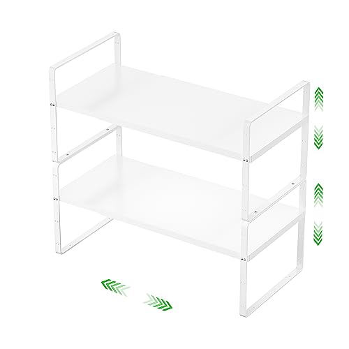 Expandable Cabinet Shelf (Smooth White / Large - 10.2"D - 2 Pack)