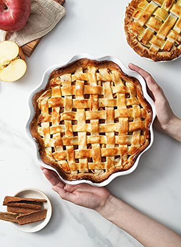 Ceramic Pie Pans for Baking (White)