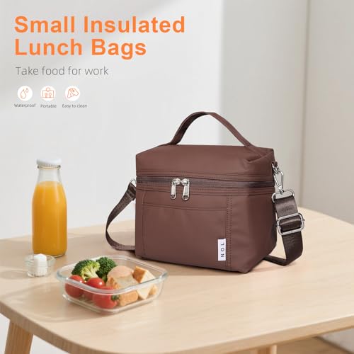 NOL 4 Liters Small Insulated Lunch Bags for Women Cooler Bag Lightweight Nylon Waterproof Lunch Box For Work (Small (Coffee / Small (4 Liters))