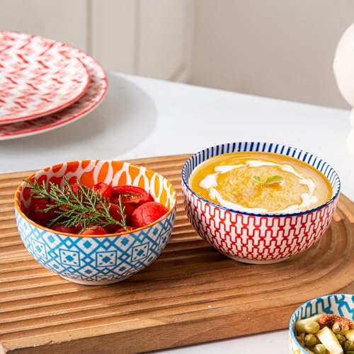 11 Oz Ceramic Small Dessert Bowls Set of 6 (Assorted Colors / 11oz)