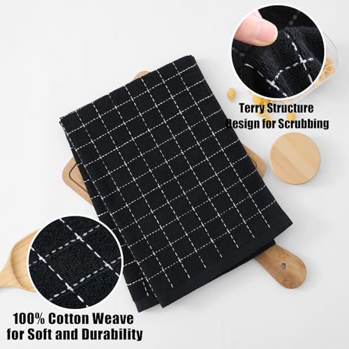100% Cotton Terry Kitchen Towels (Black / 20 X 28 - 4 Pack)