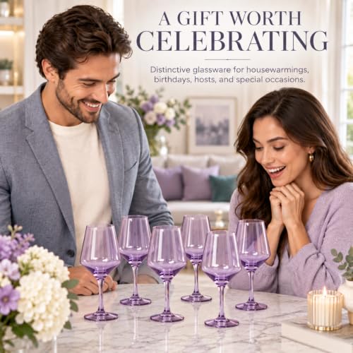 Purple Colored Wine Glass Set (Stemmed)