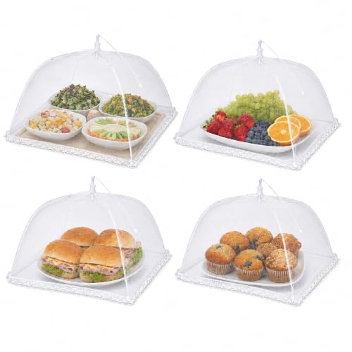 Pop Up Outdoor Food Covers to Keep Bugs Away (4 Medium (14”x14”))