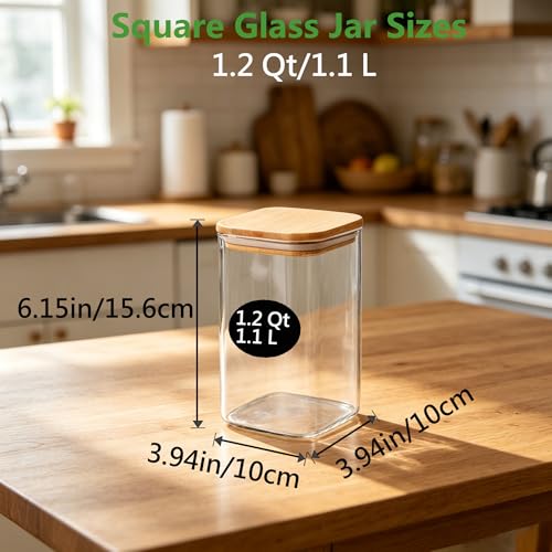 1.2Qt Square Glass Jars