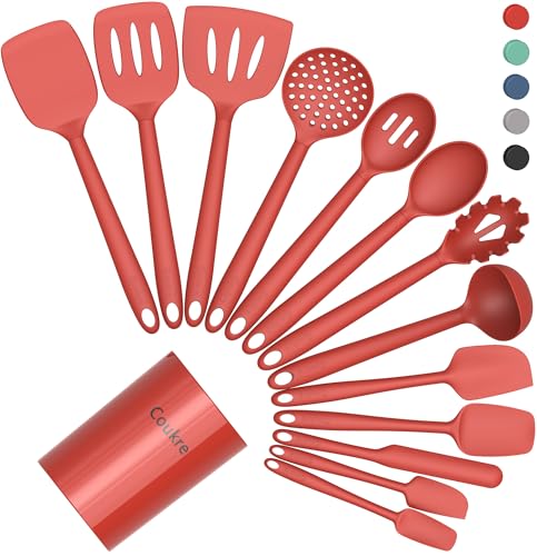 Silicone Kitchen Cooking Utensils Set (PureRed)