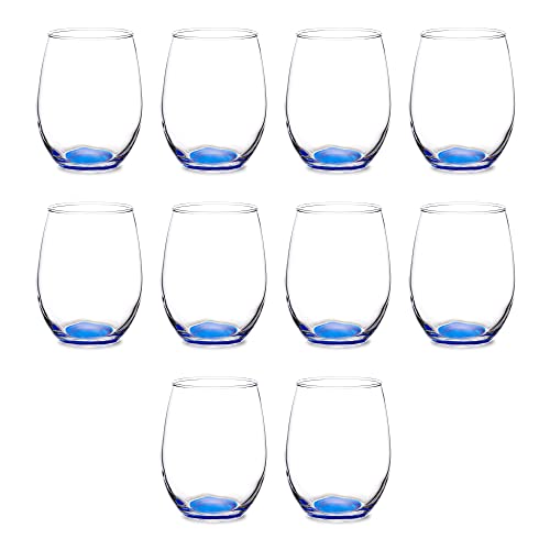 Stemless Wine Glasses in Bulk by ARC Perfection (Blank – Blue / 10 Count (Pack of 1))
