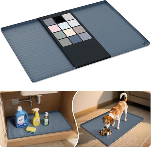 Waterproof Silicone Under Sink Mat (Dark Grey / 22"W x 22"L)