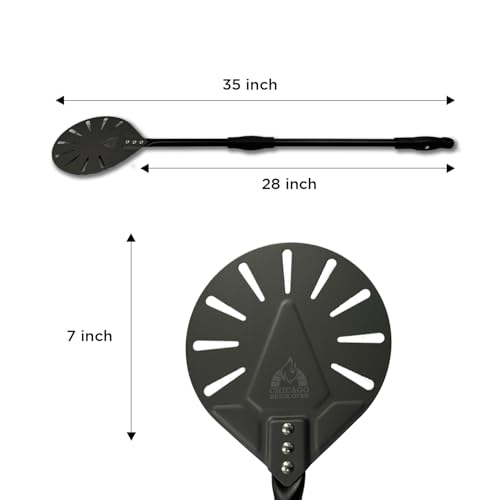 7 Inch Perforated Turning Pizza Peel with Long Handle (Platinum - Perforated Anodized / 7" Turning Peel - 35" Overall)