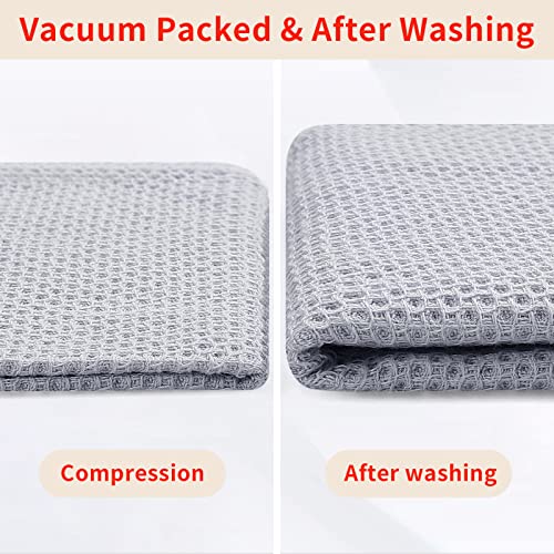 100% Cotton Waffle Weave Kitchen Dish Cloths 6 (Light Gray / 12 X 12 - 6 Pack)