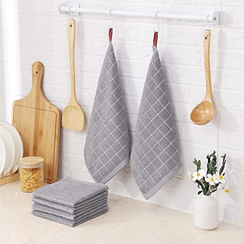 100% Cotton Terry Kitchen Dish Cloths (Light Grey / 12 X 12 - 8 Pack)