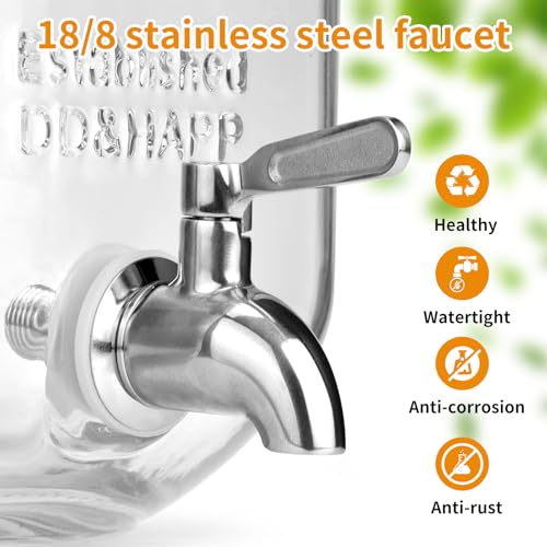 Glass Beverage Dispenser With Stainless Steel Spigot (1.2 Gallon Single)