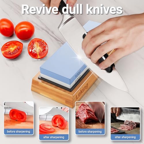 Knife Sharpener & Sharpening Stone Set (Blue)
