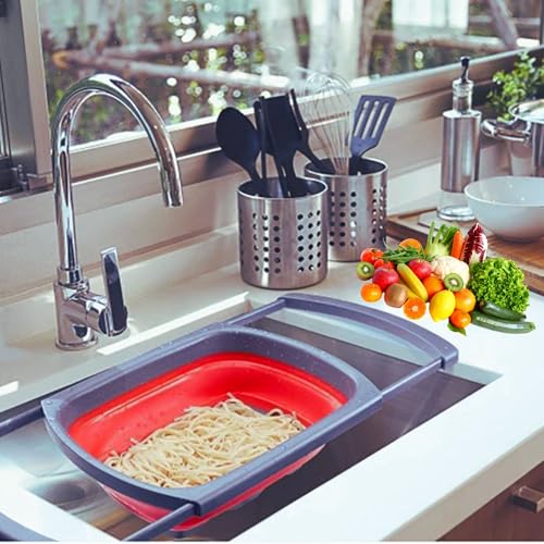Collapsible Silicone Colander (Red)