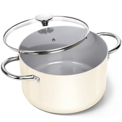 Stock Pot with Lid (Beige / 6 Quarts)