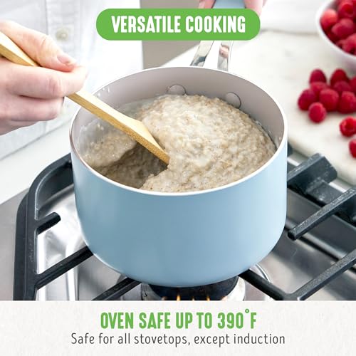 2 Quart Nonstick Saucepan with Lid (2QT Saucepan with Lid / Blue Haze)