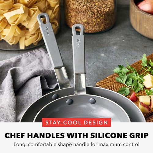 x Bobby Flay Stainless Steel 8” & 10” Frying Pan Skillet Set (8" and 10" Frying Pan Set / Stainless Steel)